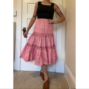 Vintage Handmade Western Tiered Skirt